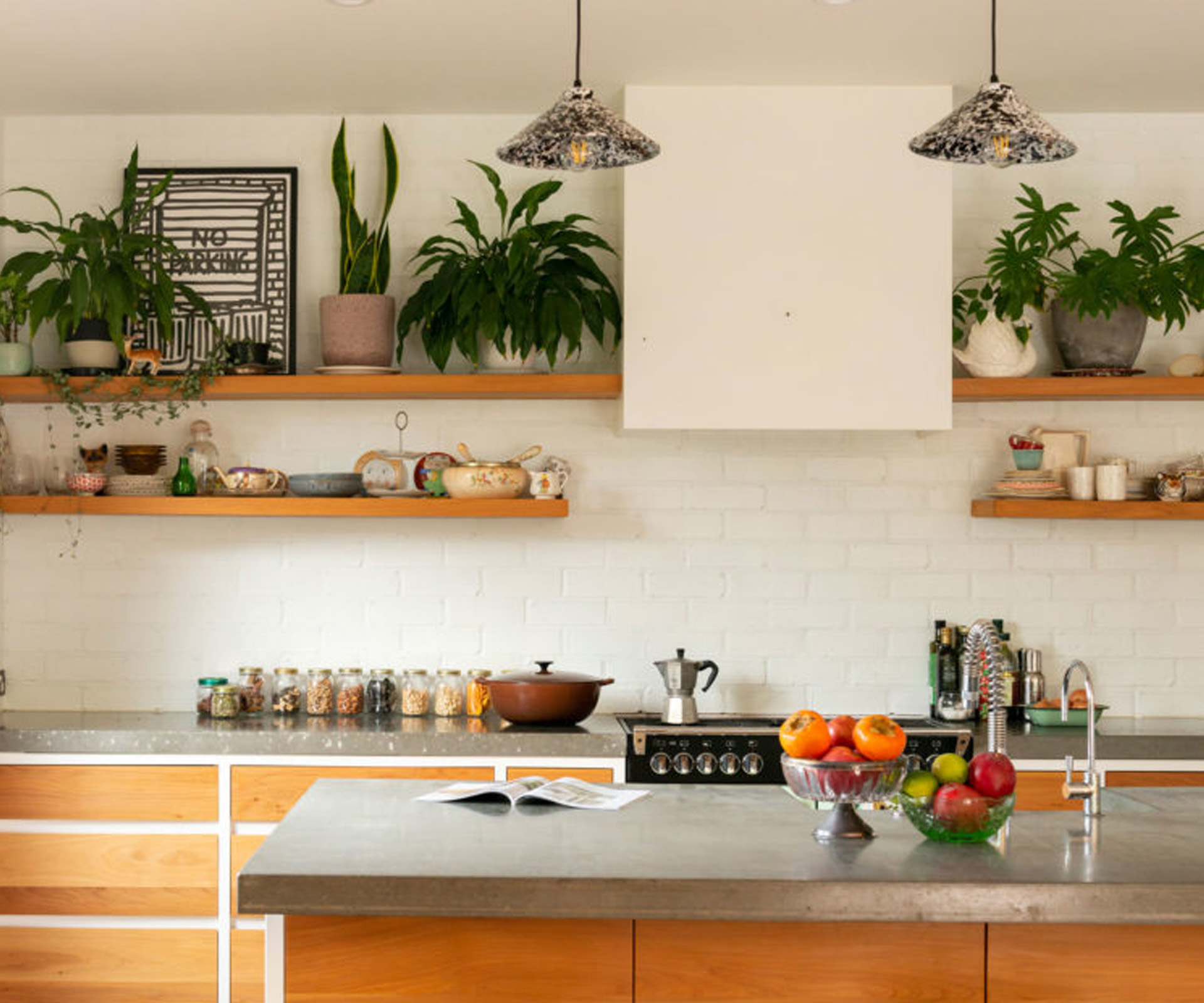 kitchen design with open shelving